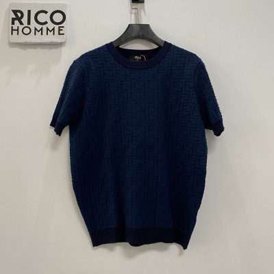 펜D 풀 로고 자카드 니트 반팔 티셔츠 (1:1 HIGH PREMIUM)