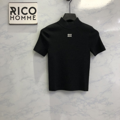 미*미* 우먼 비스코스 터틀넥 반팔 니트 스웨터 (PREMIUM)