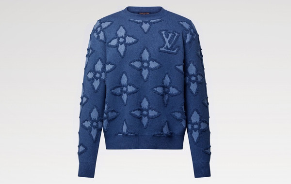 루이B통 모노그램 텍스처드 코튼 크루넥 니트 스웨터 (PREMIUM)