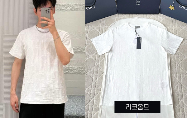 남녀공용 D올 엠보싱 오블리크 자카드 반팔 티셔츠 (1:1 HIGH PREMIUM)