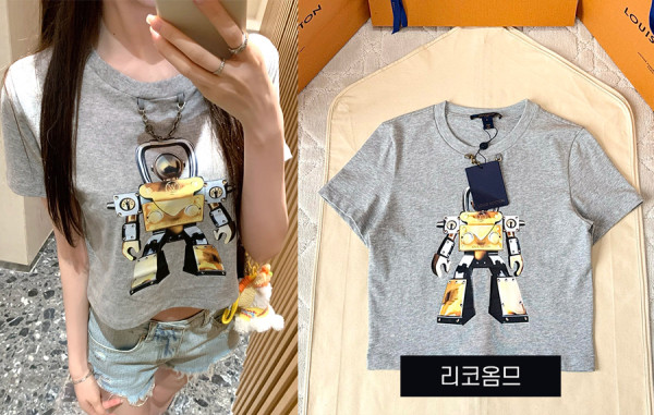 루이B통 우먼 로봇 크롭 반팔 티셔츠 (1:1 HIGH PREMIUM)