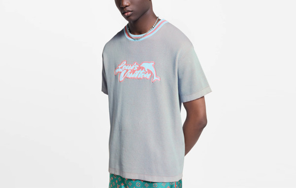 남녀공용 루이B통 LV 돌핀 인따르시아 니트 반팔 티셔츠 (PREMIUM)