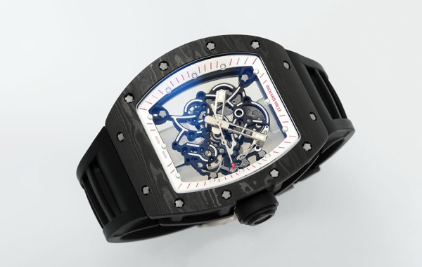 리차*밀 RM055 부바왓슨 NTPT 카본(화이트&레드) 블랙 러버밴드 42.7mm×50mm 1:1 최상급 (싱크 99.8%)