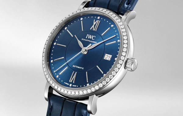 IW* 포르토피노 미드사이즈 오토매틱 블루다이얼 다이아 베젤 블루 레더스트랩 37mm 1:1 최상급 (싱크 97.6%)